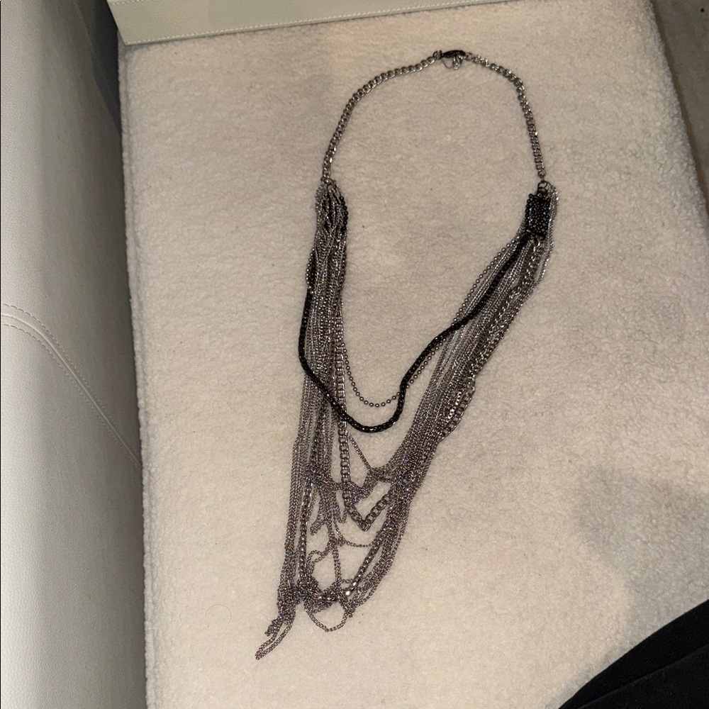 Silver and Black Multi-Strand Necklace